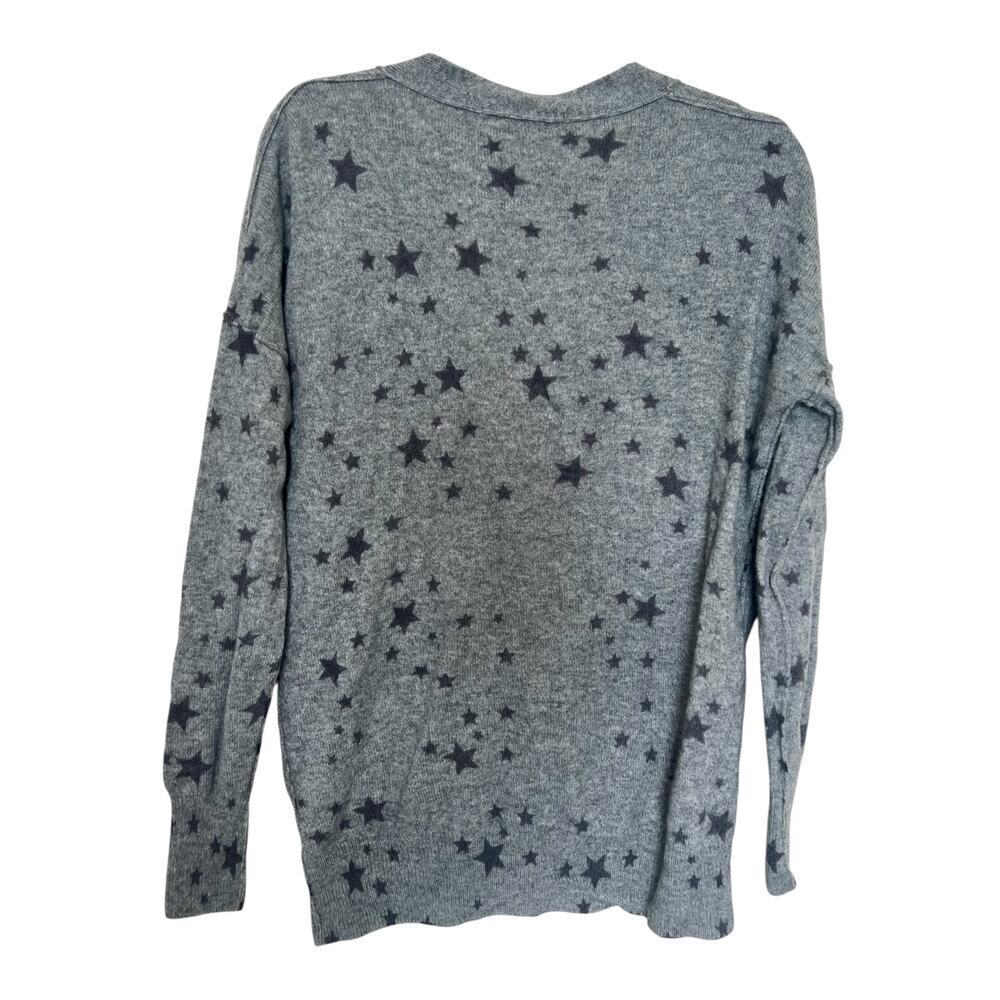 27 Miles Malibu 100% Cashmere Grey Cardigan Star Sweater Medium - Picture 5 of 6